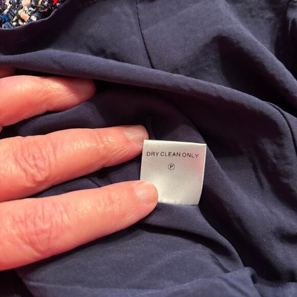 Duffield Lane Navy Confetti Tweed Ellis Top Size S - Picture 6 of 13